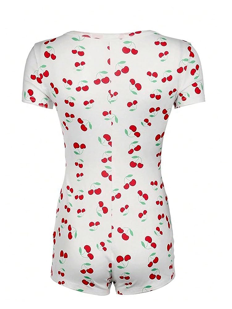 Amazon.com: WDIRARA Women's Cherry Print Button Front Romper
